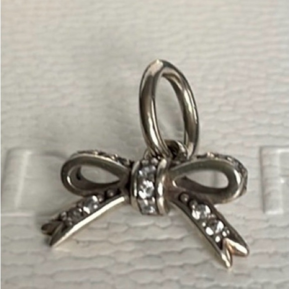 Pandora Silver Sweet Sentiments CZ Bow Charm RETIRED